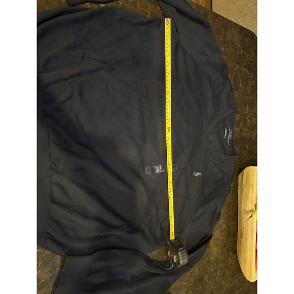 Polo Ralph Lauren Mens XXL Navy Blue Pima Cotton V-Neck Sweater Pony Logo - Picture 6 of 6